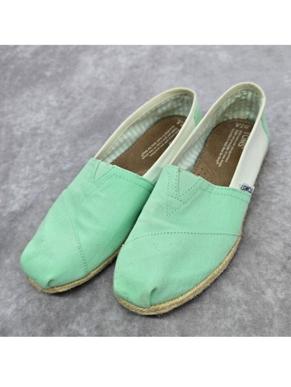 Toms Mint Green Striped University Classics Slip On Shoes